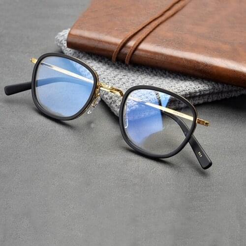 Hand-made Titanium Acetate Unisex Eyeglasses Optical Prescription Square Glasses Frame for Men Women Lightweight Oculos de Grau