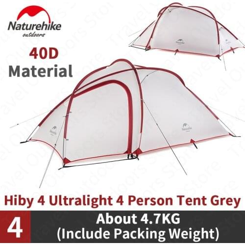 Naturehike Outdoors Tent Hiby Ultralight 3-4Persons Double Layer 4 Season Family Tent 20D Silicone Waterproof Tent NH17K230-P