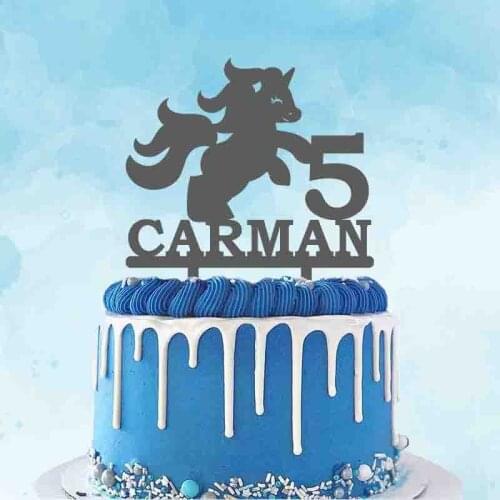 Personalized Unicorn Party Cake Topper Custom Name Age Cartoon Unicorn Topper For Kids Birthday Party Cake Decoration Topper