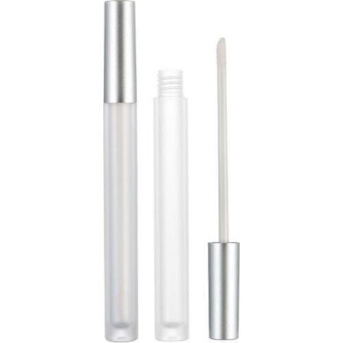 Transparent Empty With Wand Bottle Matt Silver Round Lip Gloss Tube 25/50/100 Pieces 2.5 ml Cosmetic Lip Gloss Empty Tube