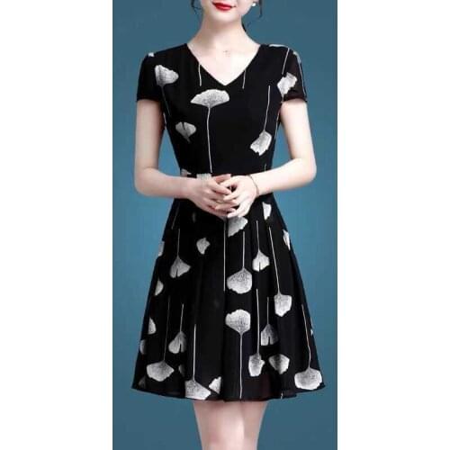 Plus Size M~4xl Vintage Christmas Dress Women Summer Elegant Short Sleeve V-neck Patchwork Print Sexy Slim Party Dress 745060