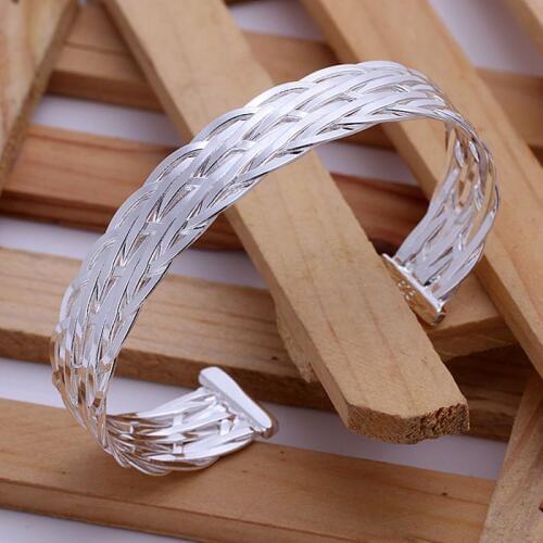 Silver fashion jewelry 925 jewelry sterling-silver-jewelry bangle bracelet Small Flat Weaved Bangle /SRJAYJVQ MMJBNRZO