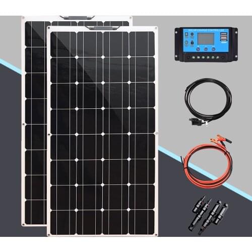 Solar panel flexible complete kit 200w 100w solar charger 12v solar cell for 1000w home system car boat solar caravan RV battery