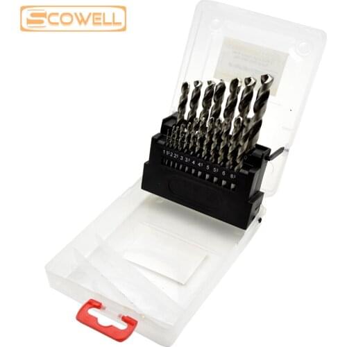 30% Off SCOWELL 19pcs HSS Drill Bits for Metal Full Ground High Speed Steel Twist Drill Bits Set 1.0~10mm HSS P6M5 Jobber Drill