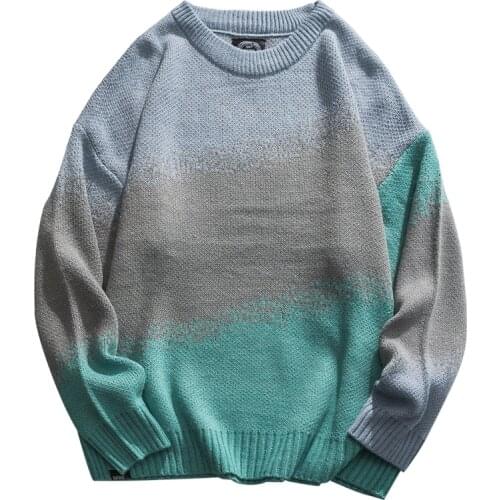 American Casual Round Neck Sweater Mens Long-Sleeved Autumn New Hit Color Sweaters Mens Popular Pullover Sweater O154
