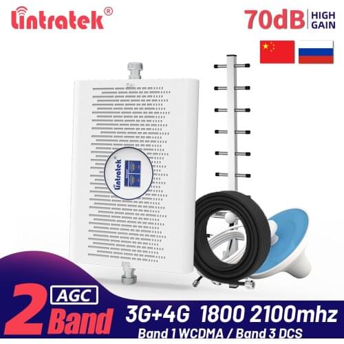 Lintratek 3G G4 Signal Amplifier LTE 1800mhz UMTS 2100mhz DCS WCDMA Signal Repeater Dual Band Cellular Booster Antenna Full Kit