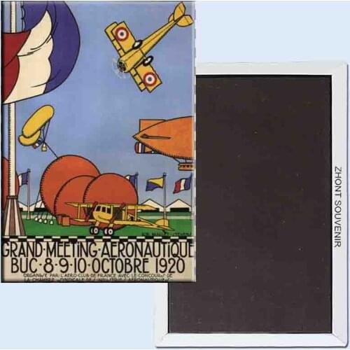 Vintage Plane Poster Grand Meeting Aeronautique 24170 Retro nostalgia fridge magnets