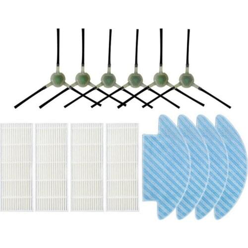 Robot Vacuum 6* Side Brush+4*HEPA Filter+4*Rag for Lefant M210 M210S M210B M213 Vacuum Cleaner Replacement Parts