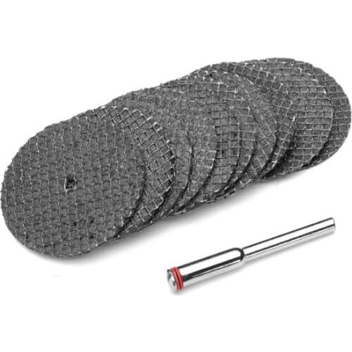 10pcs 32mm resin cutting discs, grinding wheels, polishing cutting discs, mini drills Dremel rotary tool accessories + 1 mandrel