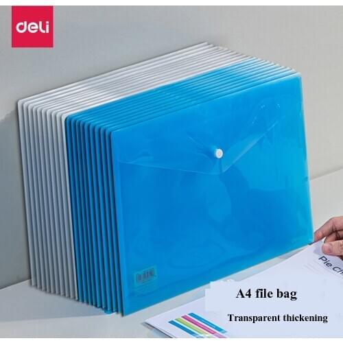 10PCS/LOT Deli 8308 A4 transparent file bag thickened file folder large capacity plastic waterproof A4 student file pocket