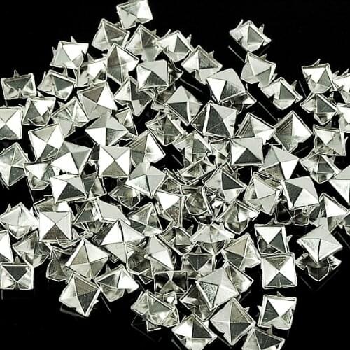 100pcs 10mm Prong Metal Square Pyramid Punk Spike Studs Spots Spikes For DIY Leathercraft Handbags Bracelets Jackets