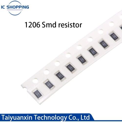 100Pcs SMD Resistor 1206 0R ~ 10M 1/2W 0 1 10 100 150 220 330 Ohm 1K 2.2K 4.7K 6.8K 10K 100K 0R 1R 10R 100R 150R 220R 330R 680R