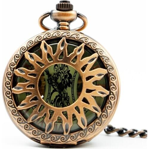 5pcs/lot Luxury Rose Gold Sun Steampunk Roman Num Pendant Men Women Mechanical Pocket Watch Necklace Chain PJX1253