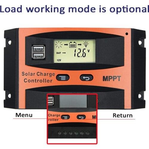 MPPT 30A/40A/50A/60A 12V 24V Auto Solar Charge Controller Dual USB LCD Display Controllers Solar Cell Panel Regulator