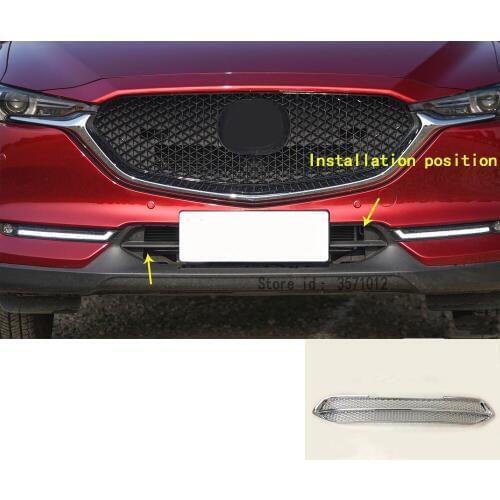 Car Protect Detector Trim Front Up Grid Grill Grille ABS Chrome Parts 1pcs For Mazda CX-5 CX5 2nd Gen 2017 2018 2019 2020