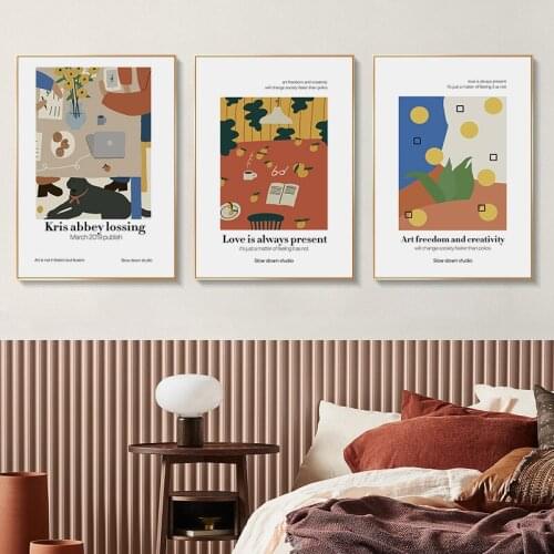 Frameless Nordic Abstract Decorative Painting Illustration Combination Living Room Restaurant Personality Mural Warm Moments