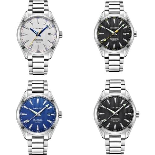 Top Luxury Brand 41mm NH35 MIYOTA CORGEUT Black White Blue dial Sapphire Glass Automatic Mens Watch Stainless Steel Bracelet