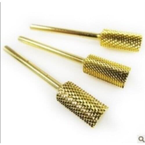 100pcs Pro Cylinder Electric Gold Carbide art Nail Care Drill Bit Accessories Tool File Metal Round Style