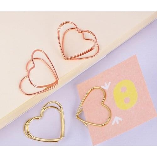 20pcs Gold/Rosegold Heart Shape Memo Holder Metal Photo Message Clip Wedding Table Number Stand Party Decoration Supplies