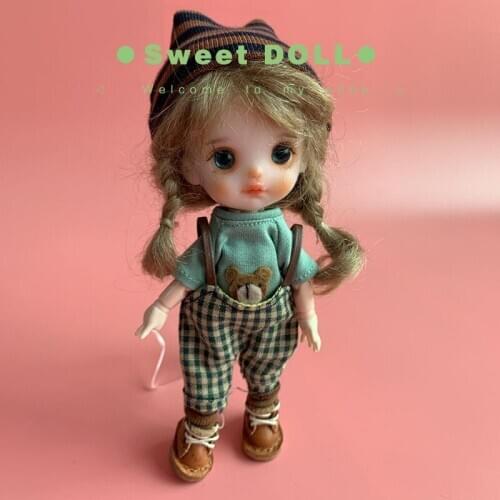 Ob11 baby clothes fashion plaid suspenders for GSC 1/12bjd obitsu11 molly pants bjd doll clothes accessories toy apparel
