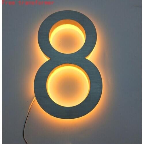 Door-Plate Lettre-Sign custom outdoor led illuminated stainless steel house number Led modern Number Home Hotel Door Plate