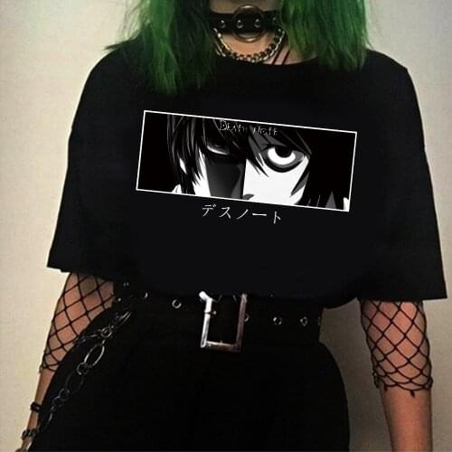 Men Women T-shirt Tops Kawaii Death Note Tshirt Kira L Lawliet T-shirt Crew Neck Anime Manga Tee Shirt Clothes
