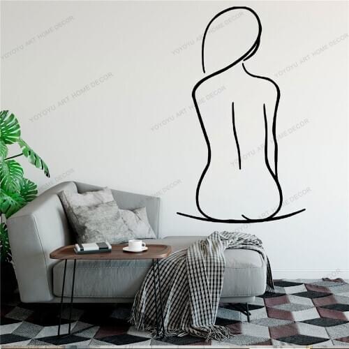 Naked Line Draw Art Wall Sticker For Home Decor Living Room Fashion Wall Decals Valentines Removable Murals Wallpoof CX1435