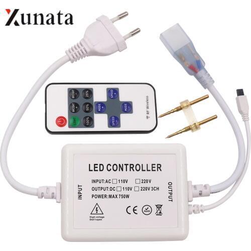 AC 110V 220V LED Dimmer Controller with 750W IR Remote EU/US Plug For LED Strip Light LED Neon Light