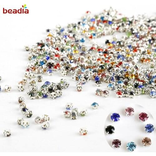 AAA Grade 240pcs 4mm Multi Color Crystal Glass Sew-On Rhinestones Plated Silver Claw DIY Clothing Accessories
