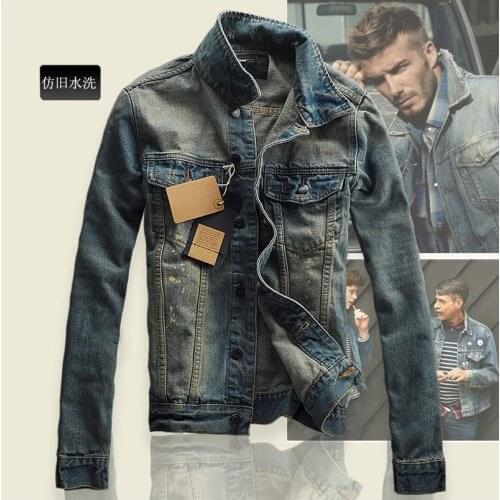 Fashion Man Slim Fit Denim Jacket Slim Mens Top Jeans Jacket Winter Korean-Style Denim Jacket Youth Cotton Padded Cowboy Coats