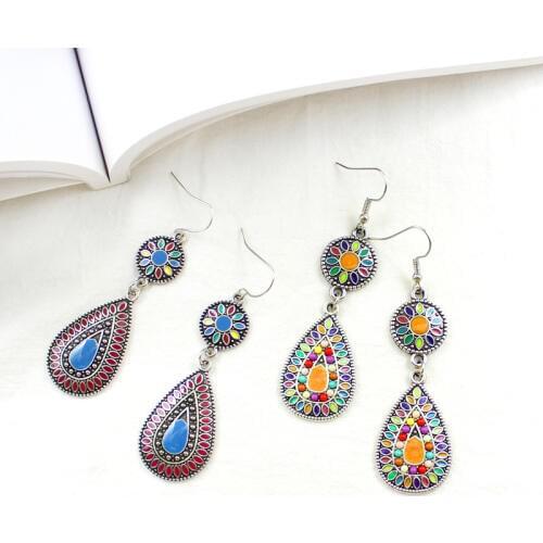 2 Style Trendy Sunflower Droplet Shape Set Leaf Beads Mosaic Crystal Insert Dainty Earrings Elegant Female Holiday Jewelry