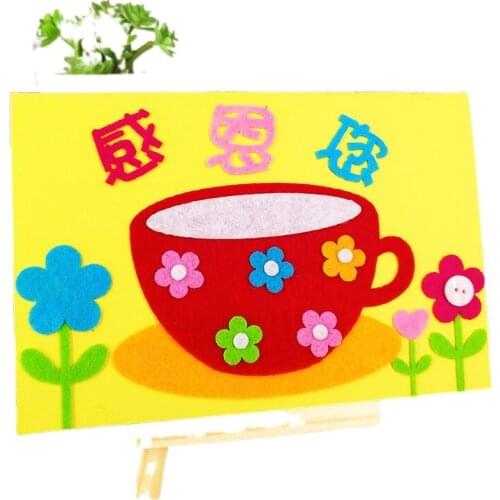 Non-woven Stereoscopic Greeting Cards Kindergarten Children DIY Handmade Material Pack Creative Greeting Card Party Gift Present