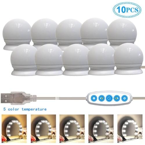 New Five Color Temperature Makeup Mirror Light Bulb LED String light Bathroom Lamp Fill in the light Kits Vanity Mirror Light