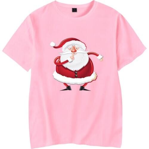 New Hot cute Christmas short sleeve T shirt men women Fashion summer cool T shirt Pop comfortable pink Christmas boys girls Tees