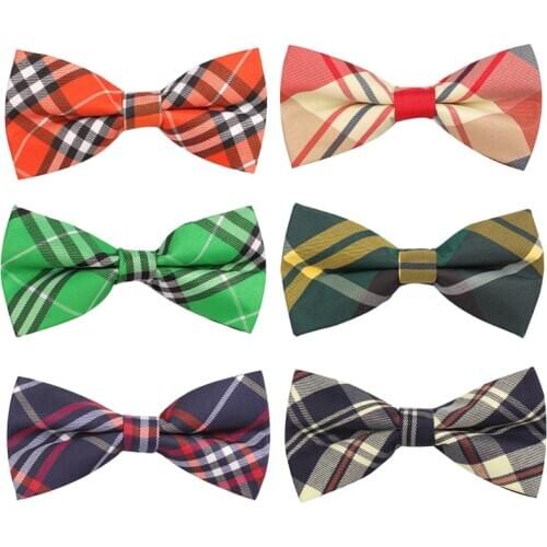 Newest Men Classic plaid Bow ties Neckwear Adjustable Mens Tuxedo Bow Tie Polyester for wedding 19colors Free shipping