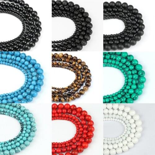 Wholesale Natural Stone Beads Red Turquoises Black Matte Lava Tiger Eye Beaded for Jewelry Making DIY Bracelet 4mm/6mm/8mm/10mm