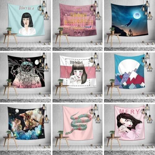 Drop Shipping Cartoon Girls Hanging Wall Tapestries Mandala Bohemian Tapestry Landscape Wallpaper Wall Art Shawl Throw