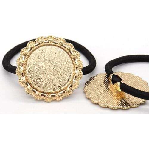 4pcs DIY Hair Band Headdress Ornament Accessories Hair Band for Tying Hair Band Circular Time Stone Base Support 25mm