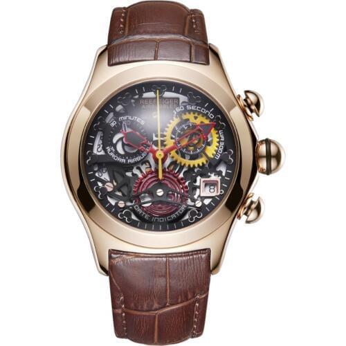 Reef Tiger Aurora Serier RGA7181 Men Multifunction Dial Sport Waterproof Fashion Quartz Wrist Watch Swiss Ronda Movement - gold