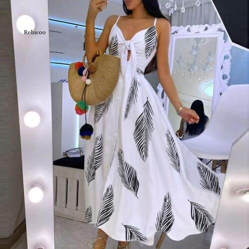 Sexy Womens V Neck Print Beach Maxi Dresses