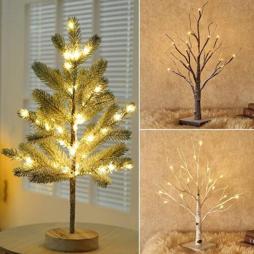 Battery Power LED Birch Tree Light Tabletop Pine Bonsai Tree Lights Christmas Light Room Decoration Holiday Lighting Night Light