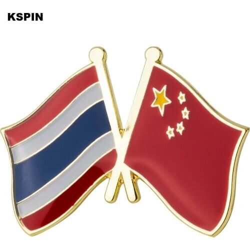 Thailand & China Friendship Flag Lapel Pins Flag Lapel Pins Country Flag Badge Flag Badge Brooch XY0520