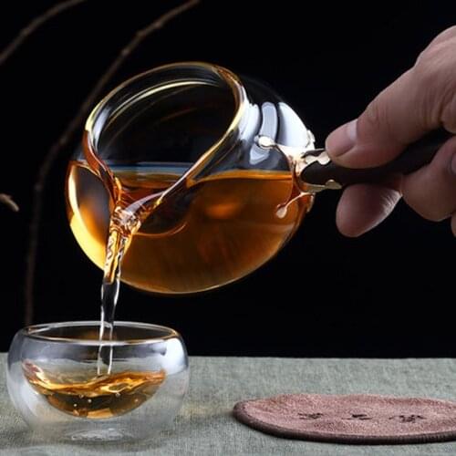 New Heat Resistant Glass Ebony Handle Fair Cup Kung Fu Drinkware Transparent Tea Dispenser Office Kettle Teaware Accessorics