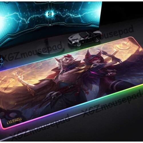 XGZ Large RGB Gaming Colorful Luminous Mouse Pad Black Lock Edge The Rebel Computer Desk Mat Rubber Non-slip for Lol Csgo Gamer