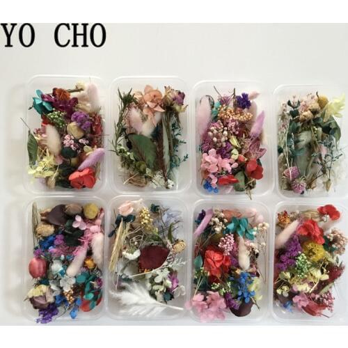 YO CHO 1 Box Colorful Dried Flower and Plants Everlasting Flower Aromatherapy Candle Epoxy Resin Making Craft DIY Home Decor