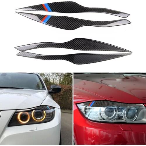 Car Headlight Eyelid Eyebrow Cover Carbon Fiber Headlight Protector For BMW E90/E91 328i 335i 2005 2006 2007 2008