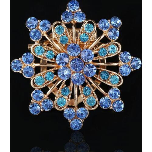Retro Multicolor Crystal Gold Flower Brooches for Women Romantic Wedding Bridesmaid Rhinestone Party Bouquet Brooch Pin LX-3758