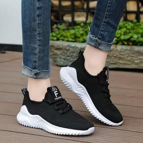 Fashion Black White Sneakers Women Running Sport Shoes Woman Jogging Sneaker Chaussure Femme Spring 2020 Large Size 41 42