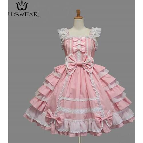 Plus Size XS-XXL Classic Lolita Dress Girl Womens Layered Cosplay Costume Cotton Vintage Dress Rtro Dress for Girl 5 Colors