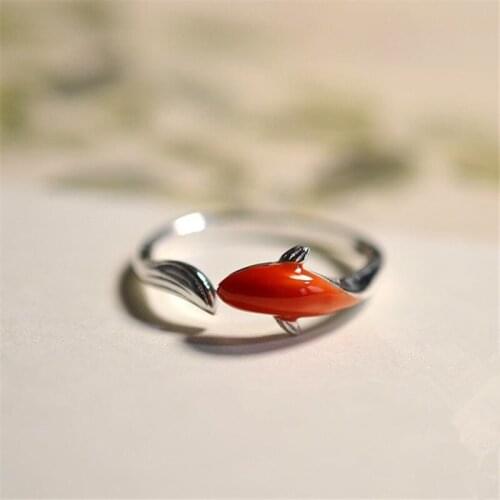 Creative Simple Design Gradient Orange Red Color Koi Rings Adjustable Open Womens Ring Jewelry Accessories Gifts